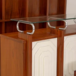 Pamono Italian Bar Unit with Stools, 1970s, Set of 3