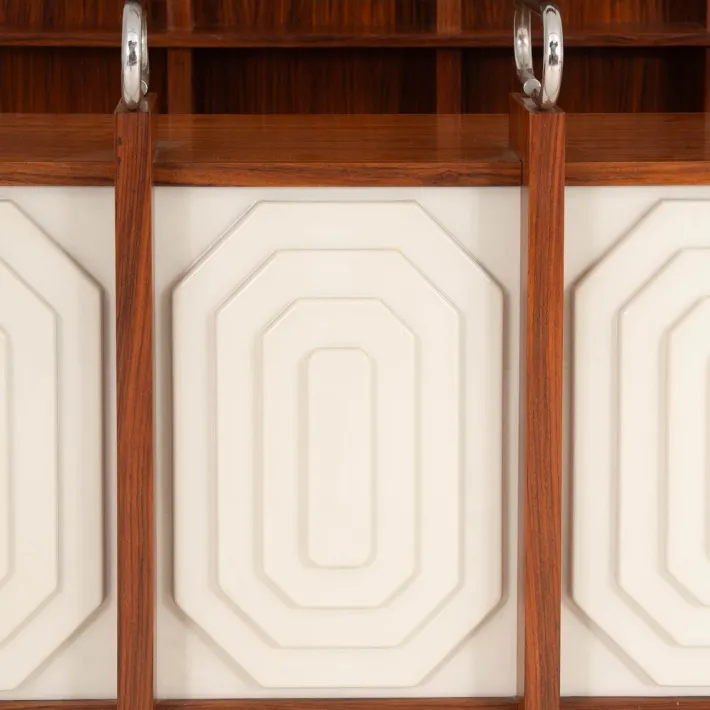 Pamono Italian Bar Unit with Stools, 1970s, Set of 3