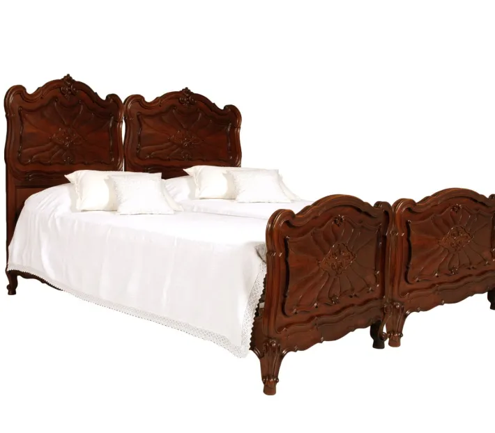 Pamono Italian Baroque Carved Walnut Complete Bedroom Set, 1890s, Set of 7 New