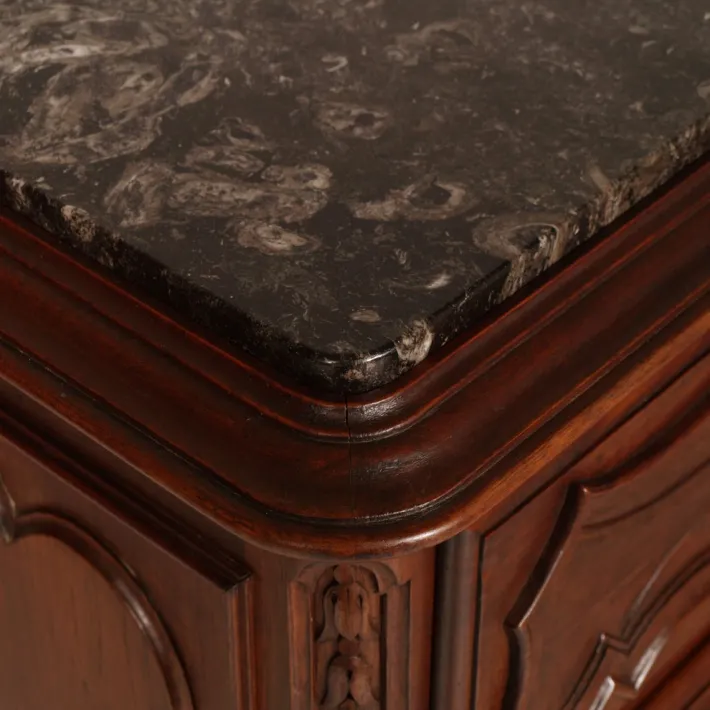 Pamono Italian Baroque Carved Walnut Complete Bedroom Set, 1890s, Set of 7 New