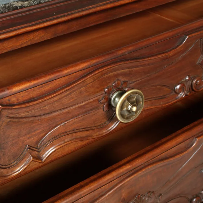 Pamono Italian Baroque Carved Walnut Complete Bedroom Set, 1890s, Set of 7 New