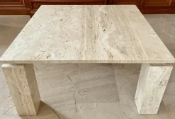 Pamono Italian Beige Travertine Marble Coffee Table, 1970s