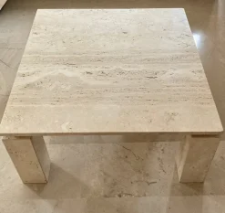 Pamono Italian Beige Travertine Marble Coffee Table, 1970s