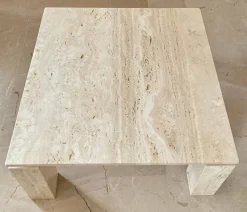 Pamono Italian Beige Travertine Marble Coffee Table, 1970s