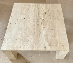 Pamono Italian Beige Travertine Marble Coffee Table, 1970s