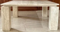 Pamono Italian Beige Travertine Marble Coffee Table, 1970s