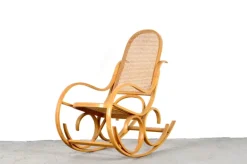 Pamono Italian Bentwood Rocking Chair with Woven Cane Seat by Luigi Crassevig, 1970s New
