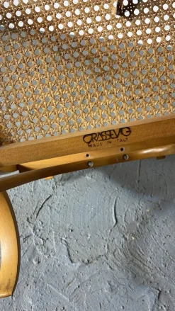 Pamono Italian Bentwood Rocking Chair with Woven Cane Seat by Luigi Crassevig, 1970s New