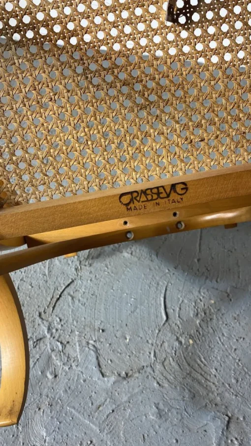 Pamono Italian Bentwood Rocking Chair with Woven Cane Seat by Luigi Crassevig, 1970s New