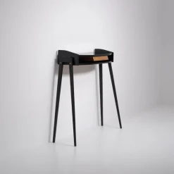 Pamono Italian Black Lacquered Wood Console with Brass Drawer Front, 1950s Discount