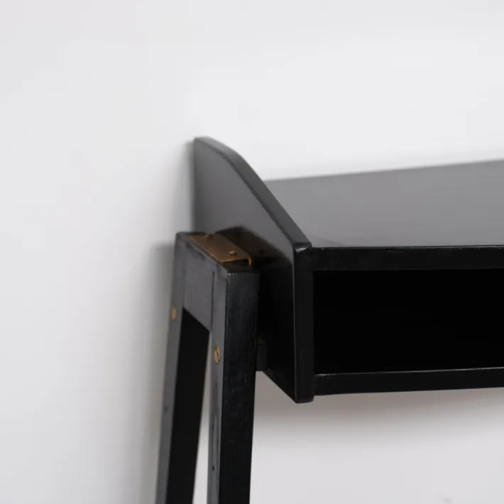Pamono Italian Black Lacquered Wood Console with Brass Drawer Front, 1950s Discount