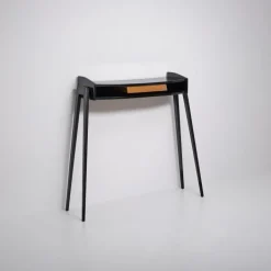 Pamono Italian Black Lacquered Wood Console with Brass Drawer Front, 1950s Discount