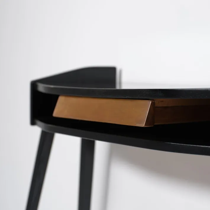 Pamono Italian Black Lacquered Wood Console with Brass Drawer Front, 1950s Discount