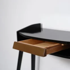 Pamono Italian Black Lacquered Wood Console with Brass Drawer Front, 1950s Discount