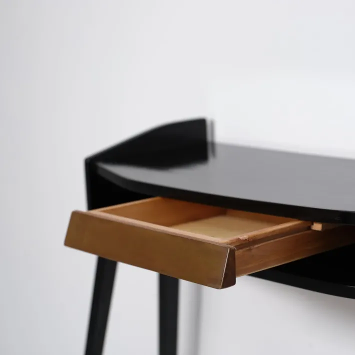 Pamono Italian Black Lacquered Wood Console with Brass Drawer Front, 1950s Discount