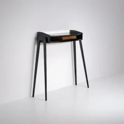 Pamono Italian Black Lacquered Wood Console with Brass Drawer Front, 1950s Discount