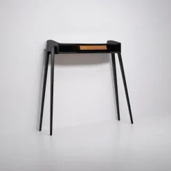 Pamono Italian Black Lacquered Wood Console with Brass Drawer Front, 1950s Discount