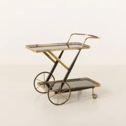 Pamono Italian Brass Bar Cart by Cesare Lacca, 1960s Hot
