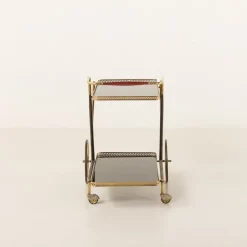 Pamono Italian Brass Bar Cart by Cesare Lacca, 1960s Hot