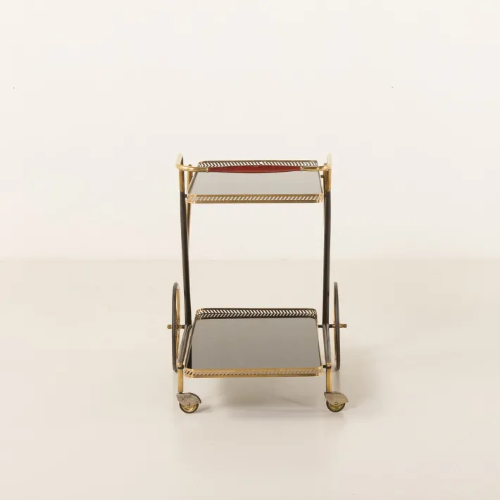 Pamono Italian Brass Bar Cart by Cesare Lacca, 1960s Hot
