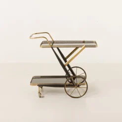Pamono Italian Brass Bar Cart by Cesare Lacca, 1960s Hot