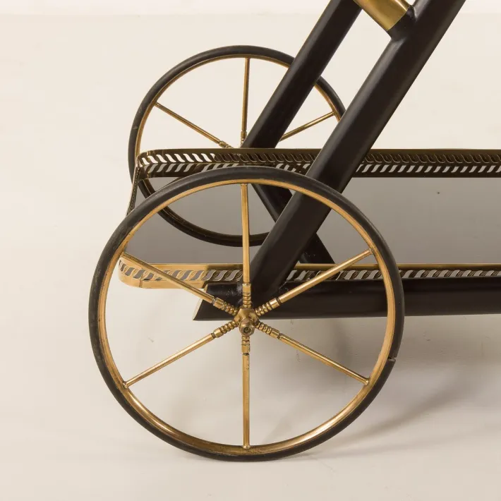 Pamono Italian Brass Bar Cart by Cesare Lacca, 1960s Hot