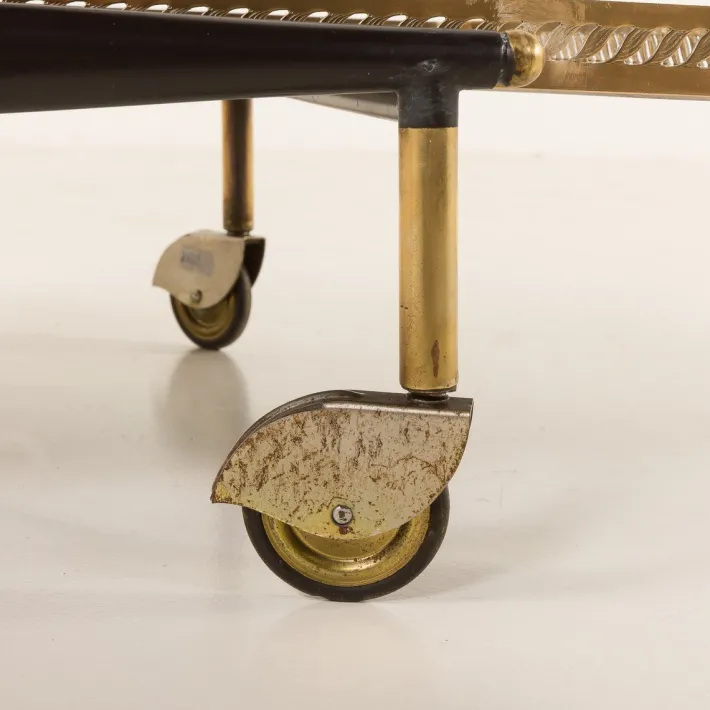Pamono Italian Brass Bar Cart by Cesare Lacca, 1960s Hot