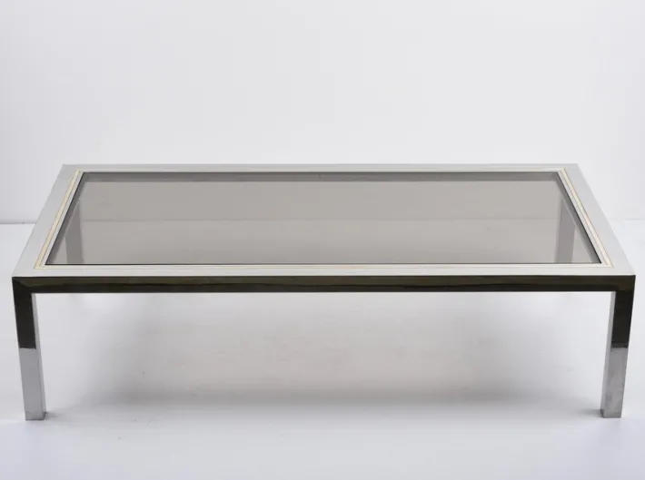 Pamono Italian Brass, Chrome and Glass Rectangular Coffee Table, 1970s Best