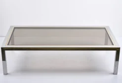 Pamono Italian Brass, Chrome and Glass Rectangular Coffee Table, 1970s Best