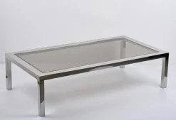 Pamono Italian Brass, Chrome and Glass Rectangular Coffee Table, 1970s Best