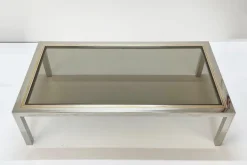 Pamono Italian Brass, Chrome and Glass Rectangular Coffee Table, 1970s Best