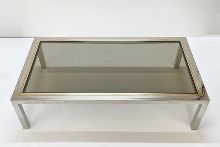 Pamono Italian Brass, Chrome and Glass Rectangular Coffee Table, 1970s Best