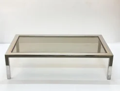 Pamono Italian Brass, Chrome and Glass Rectangular Coffee Table, 1970s Best