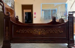 Pamono Italian Carved Inlaid Mahogany Burl Bed, 19th Century Outlet
