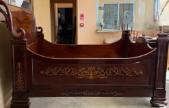 Pamono Italian Carved Inlaid Mahogany Burl Bed, 19th Century Outlet