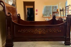 Pamono Italian Carved Inlaid Mahogany Burl Bed, 19th Century Outlet