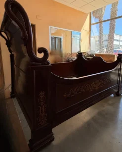 Pamono Italian Carved Inlaid Mahogany Burl Bed, 19th Century Outlet