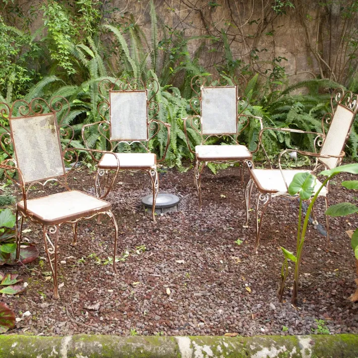 Pamono Italian Chairs in Wrought Iron, 1950s, Set of 4 Hot