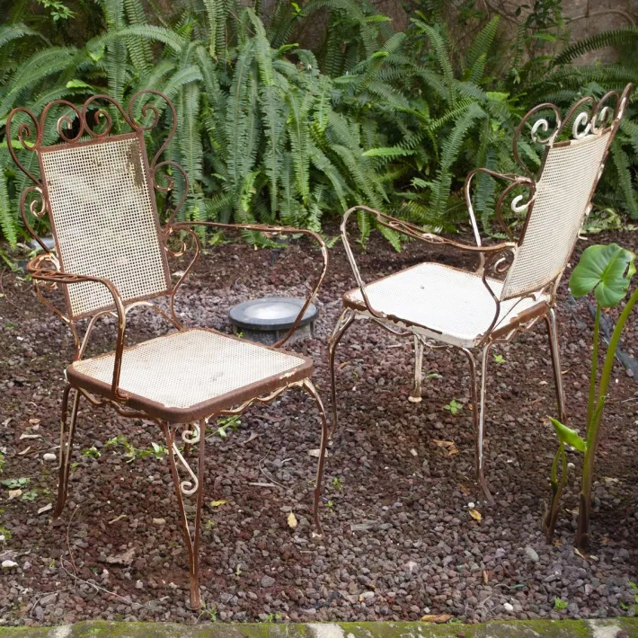 Pamono Italian Chairs in Wrought Iron, 1950s, Set of 4 Hot