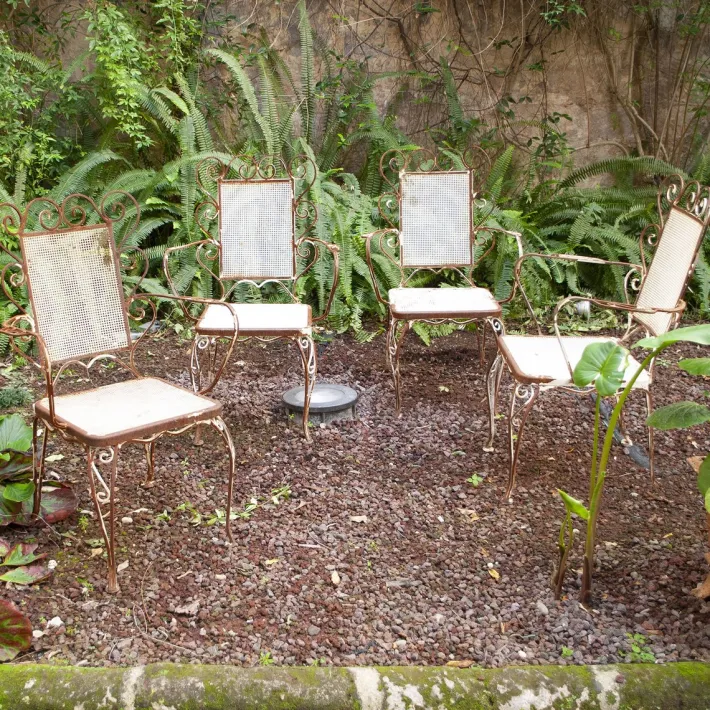 Pamono Italian Chairs in Wrought Iron, 1950s, Set of 4 Hot