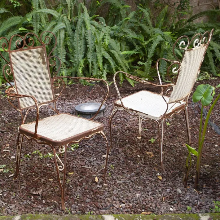 Pamono Italian Chairs in Wrought Iron, 1950s, Set of 4 Hot