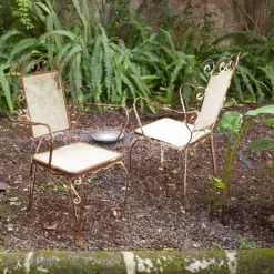 Pamono Italian Chairs in Wrought Iron, 1950s, Set of 4 Hot