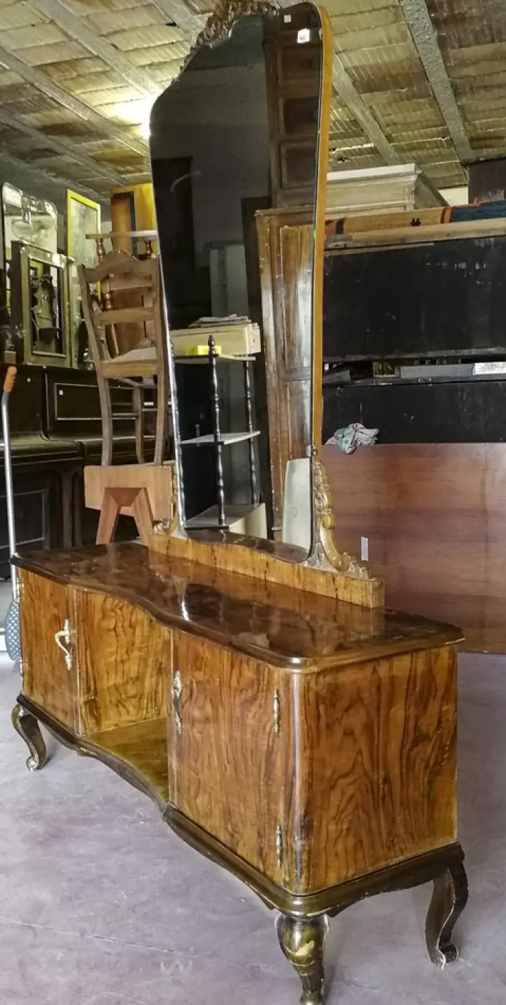 Pamono Italian Chippendale Walnut Burl & Veneer Dressing Table, 1940s Discount