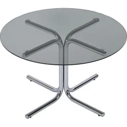 Pamono Italian Chrome and Smoked Glass Round Coffee Table in the style of Giotto Stoppino, 1970s Online