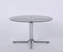 Pamono Italian Chrome and Smoked Glass Round Coffee Table in the style of Giotto Stoppino, 1970s Online