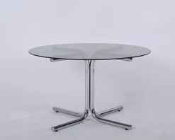 Pamono Italian Chrome and Smoked Glass Round Coffee Table in the style of Giotto Stoppino, 1970s Online