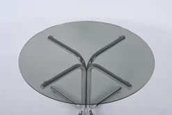 Pamono Italian Chrome and Smoked Glass Round Coffee Table in the style of Giotto Stoppino, 1970s Online