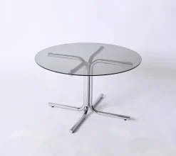 Pamono Italian Chrome and Smoked Glass Round Coffee Table in the style of Giotto Stoppino, 1970s Online