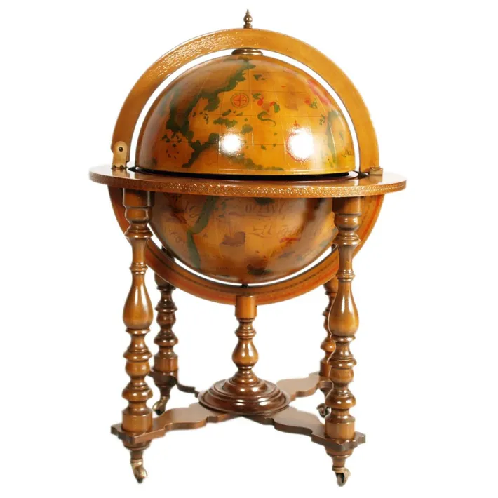 Pamono Italian Cocktail Bar Cart on Decorated World Map, 1950s