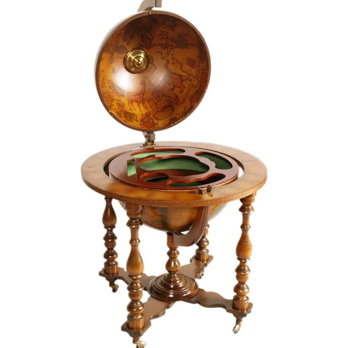 Pamono Italian Cocktail Bar Cart on Decorated World Map, 1950s